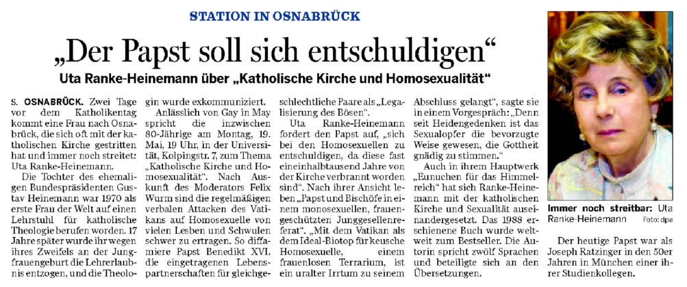 NOZ Vorbericht Ranke Heinemann 01 16.05.2008
