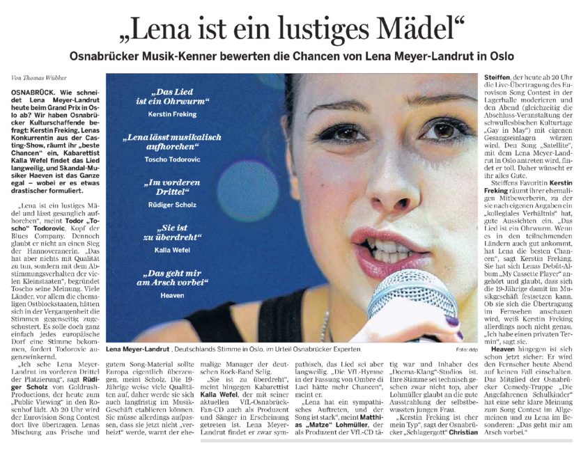 Neue Osnabruecker Zeitung Lena 29.05.2010